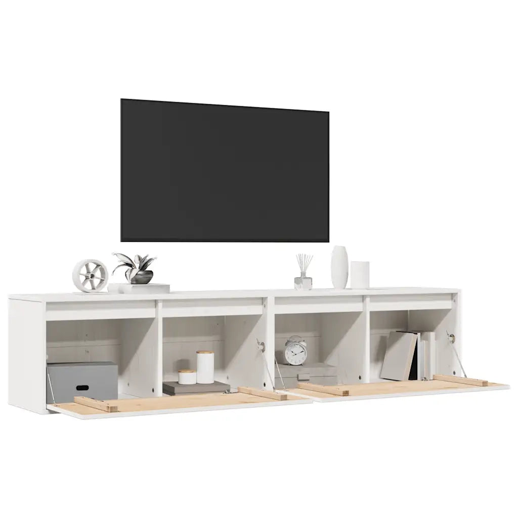 Pensili 2 pz Bianchi 80x30x35 cm in Legno Massello di Pino cod mxl 50960