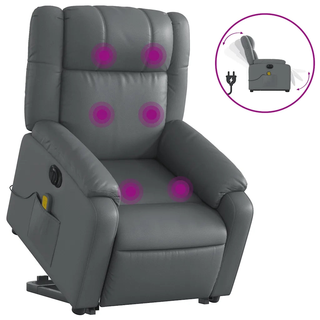 Poltrona Alzapersona Elettrica Reclinabile Grigio in Similpelle 3205174