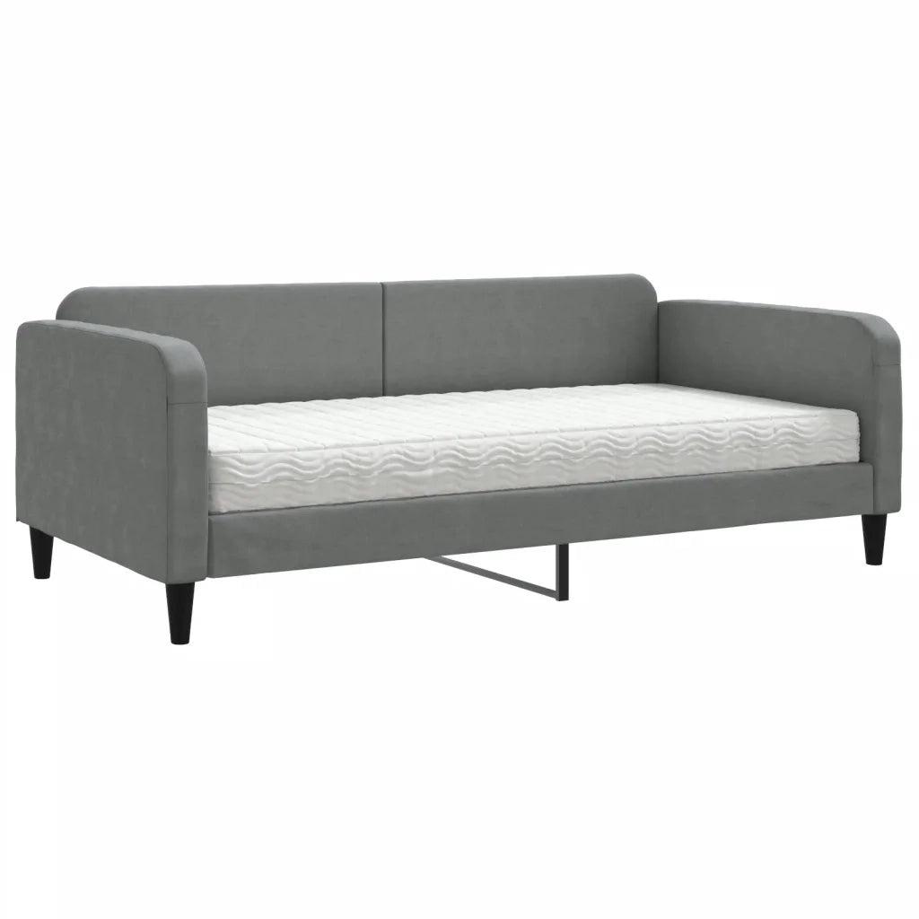 Divano Letto con Materasso Grigio Scuro 100x200 cm in Tessuto 3196804