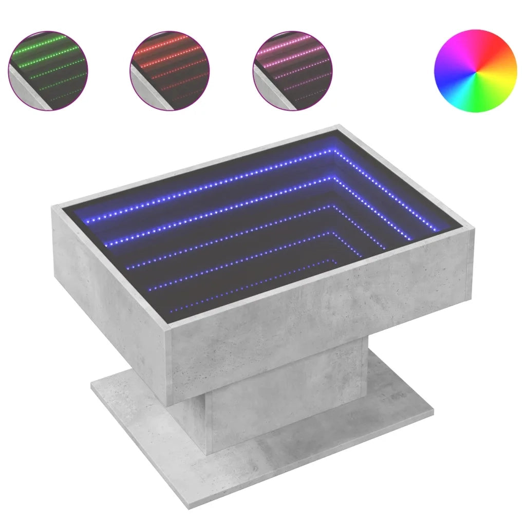 vidaXL Tavolino Salotto con LED Grigio Cemento 70x50x45 cm Multistrato