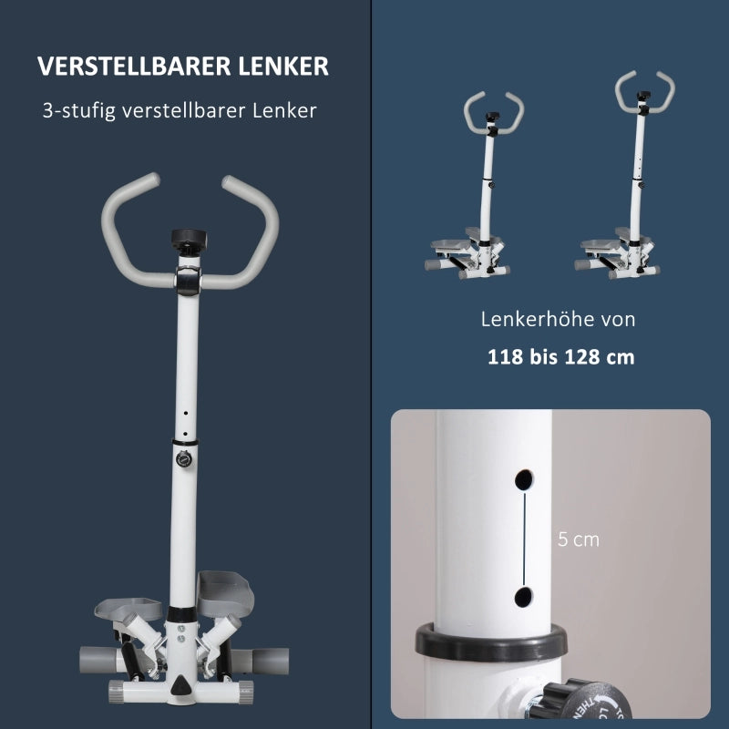 STEPPER Fitness con LCD 55 x 53 x 118-128 cm Bianco Grigio