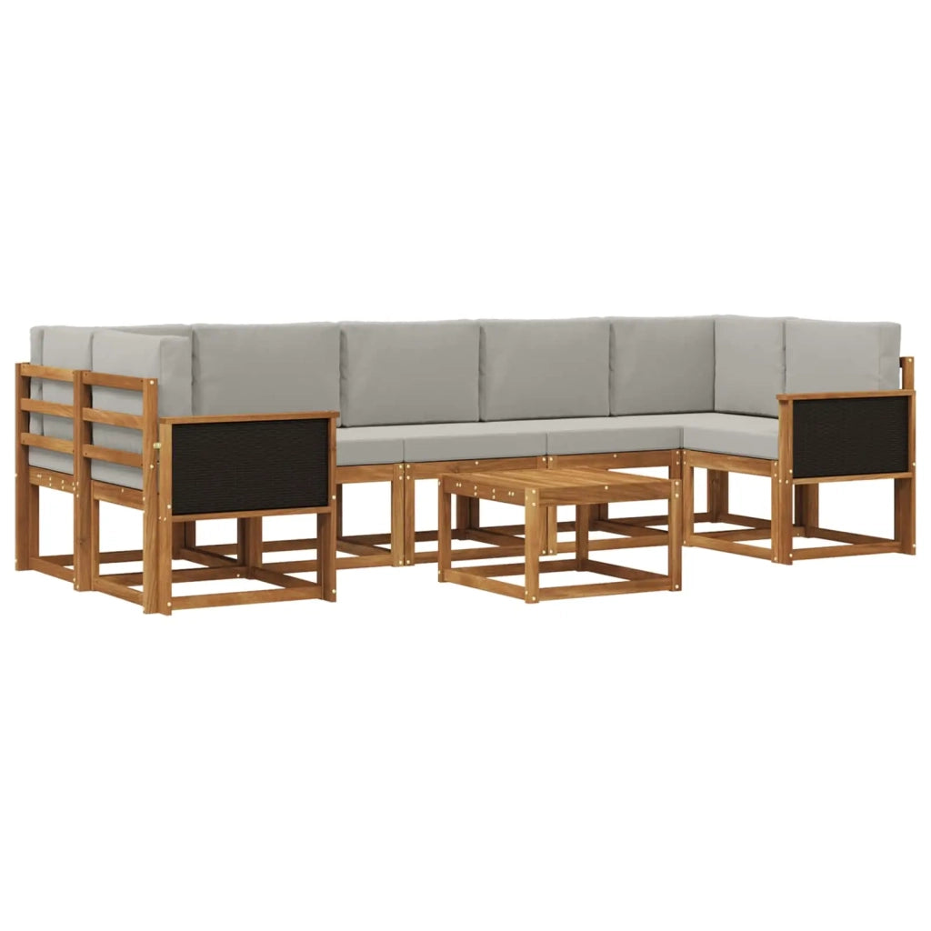 Set di divani da esterno 6 pz Naturale e Grigio Chiaro 3385062