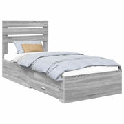 Letto singolo | Letto per adulti | Struttura del letto Grigio Sonoma e Argento 75 x 190 cm