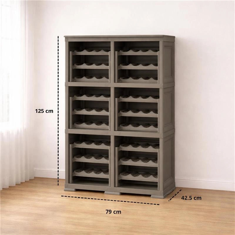 SCAFFALE PORTABOTTIGLIE PER 72 BOTTIGLIE 79X42,5X125 CM – CANTINETTA MODERNA A VISTA SENZA ANTE, MOBILE VINO MODULARE OMNIMODUS