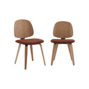 Set di 2 in legno di pioppo curvato impiallacciato rovere e bouclé