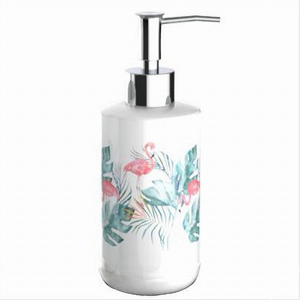 Trade Shop - Dispenser Sapone Liquido Fenicotteri Accessorio Porta Sapone Arredo Bagno 69958 -