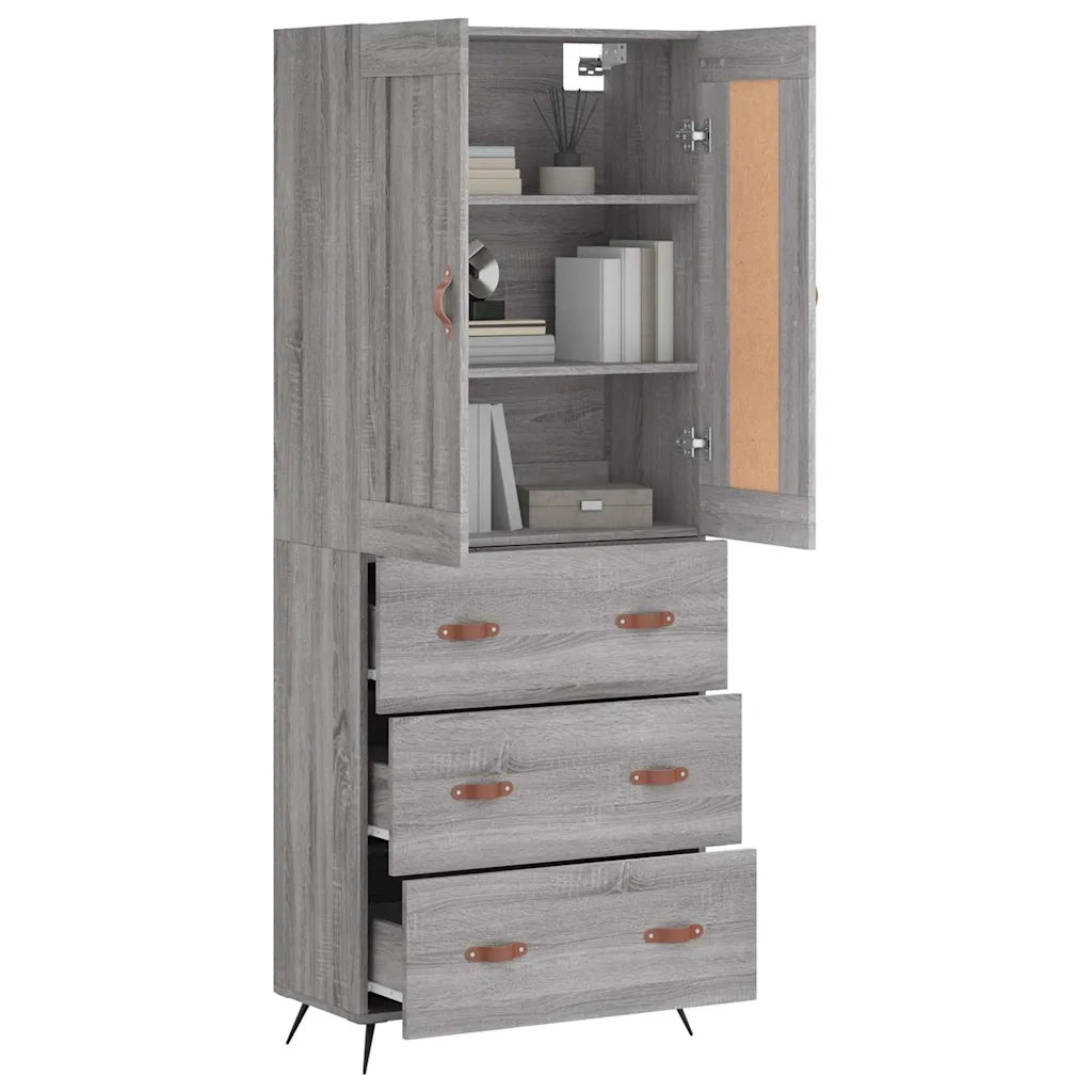 vidaXL Credenza Grigio Sonoma 69,5x34x180 cm in Legno Multistrato