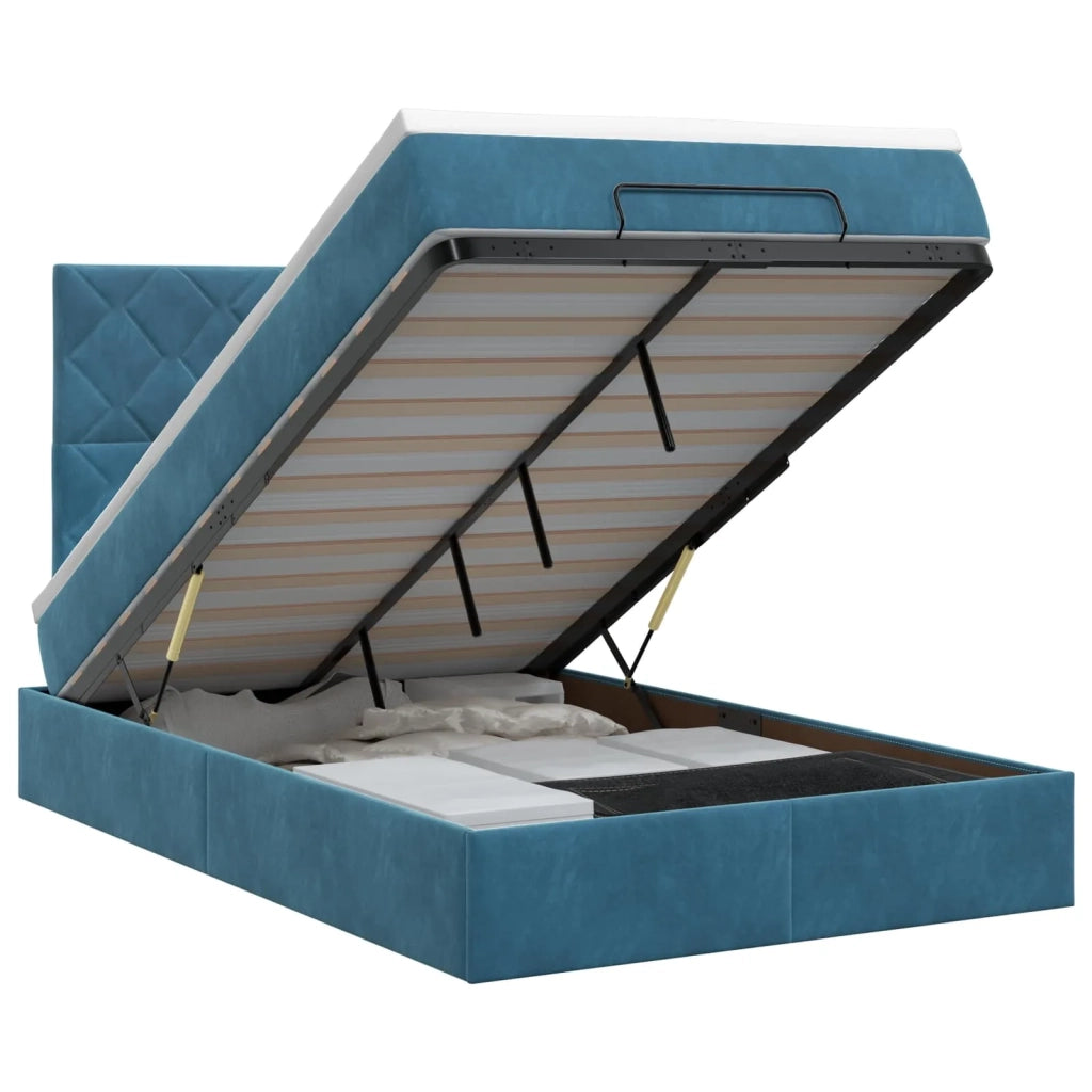 Letto ottomano con materasso Blu Scuro 120 x 200 cm Velluto 3457789
