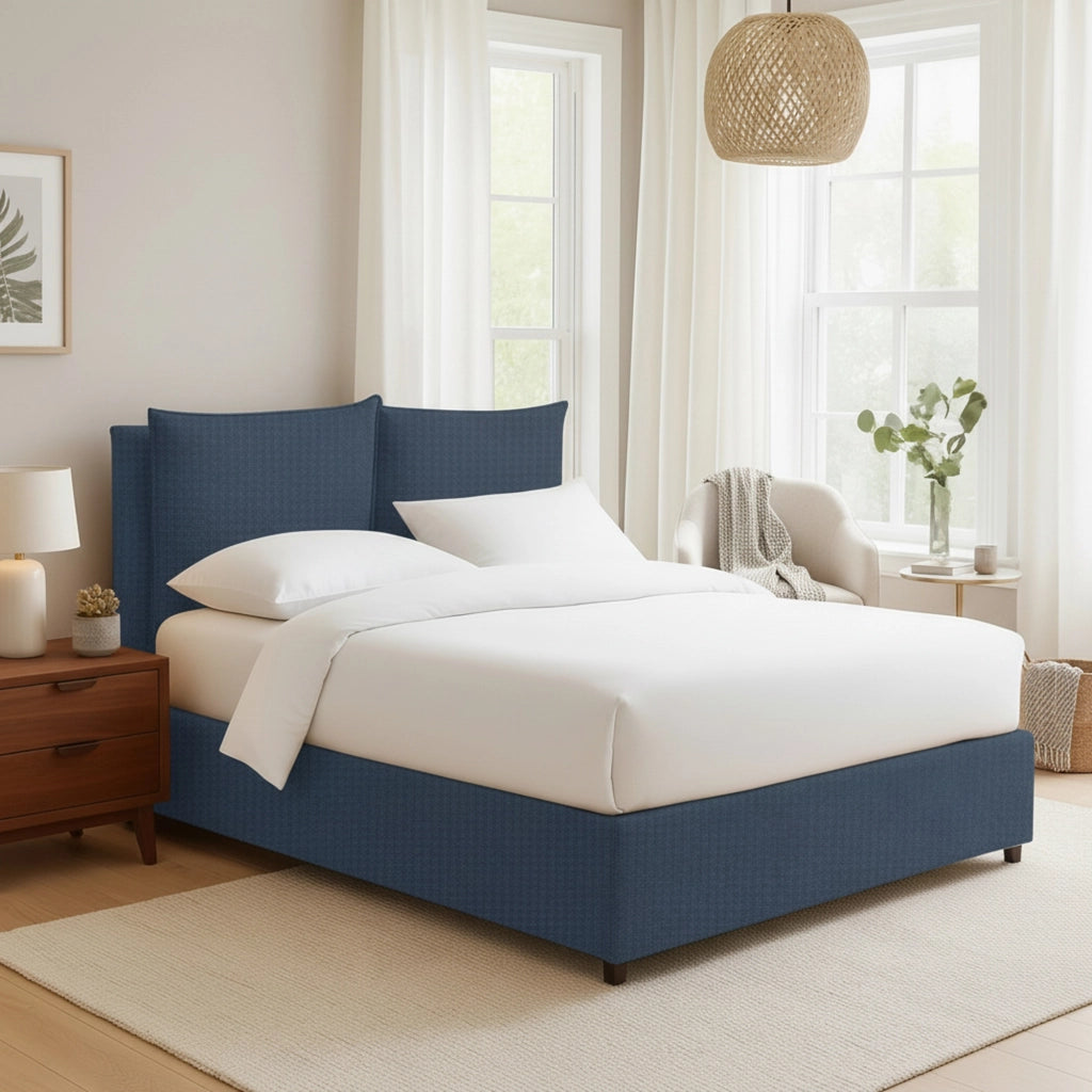 Liskeard, Letto Matrimoniale Sfoderabile Made in Italy, blu