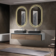 Specchio bagno LED ovale 60x90 cm argento; vetro e metallo con antiappannamento