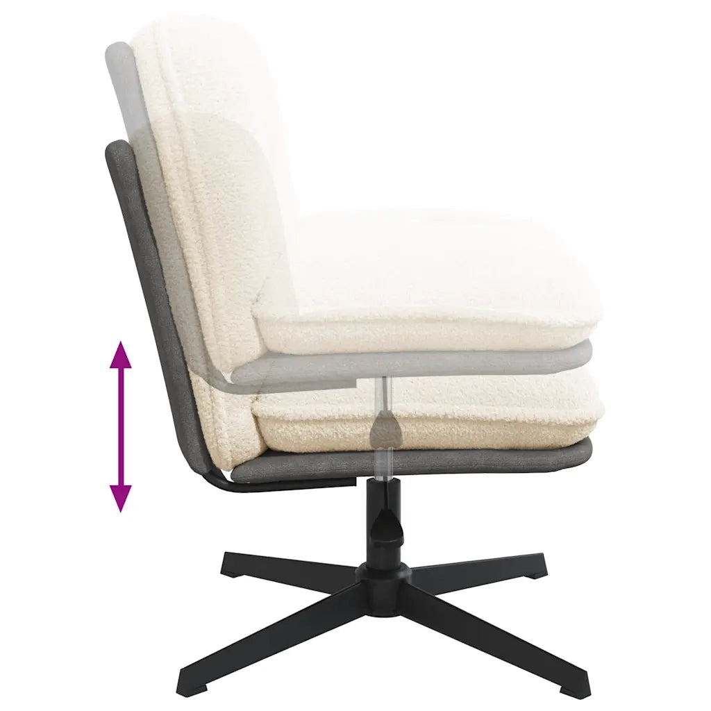 vidaXL Sedia da Ufficio Girevole in Tessuto Riccio Crema Effetto Lana