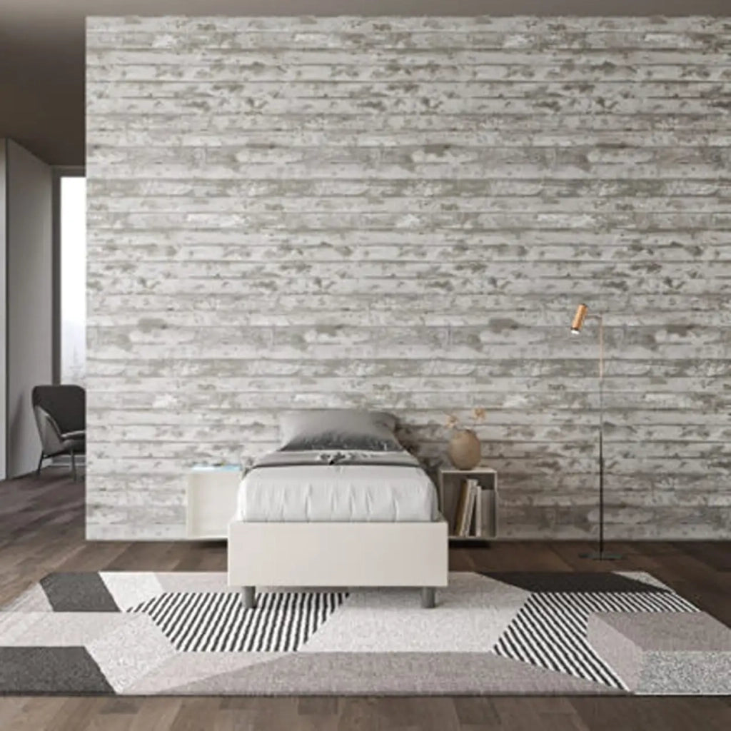 Letto singolo contenitore imbottito 80x210 similpelle bianco Azelia