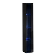 Vetrina sospesa nera con 1 porta in vetro e illuminazione LED inclusa. Collezione SWITCH.