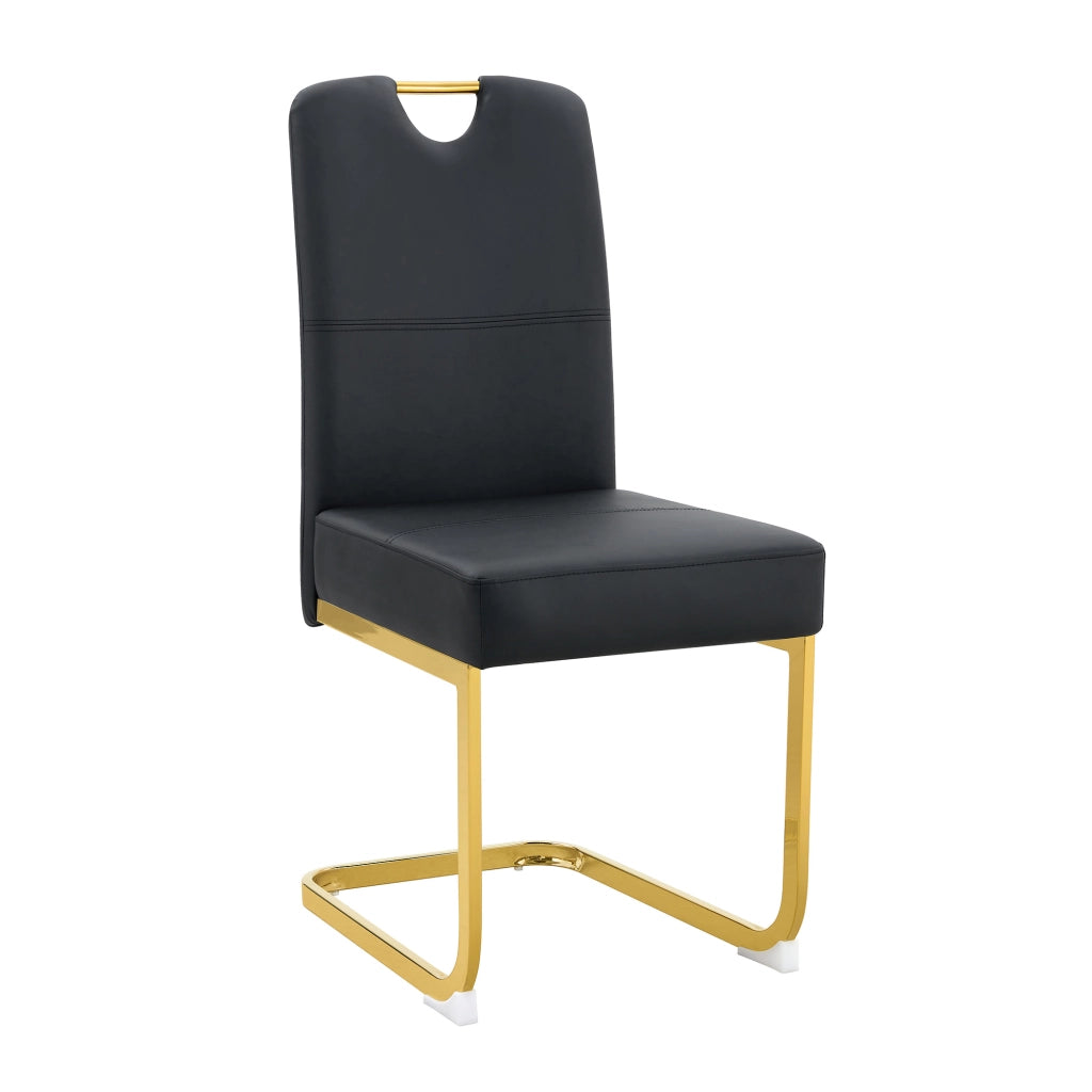 Set di 2 sedie da pranzo con schienale ergonomico e piedini antiscivolo stile moderno in PU nero