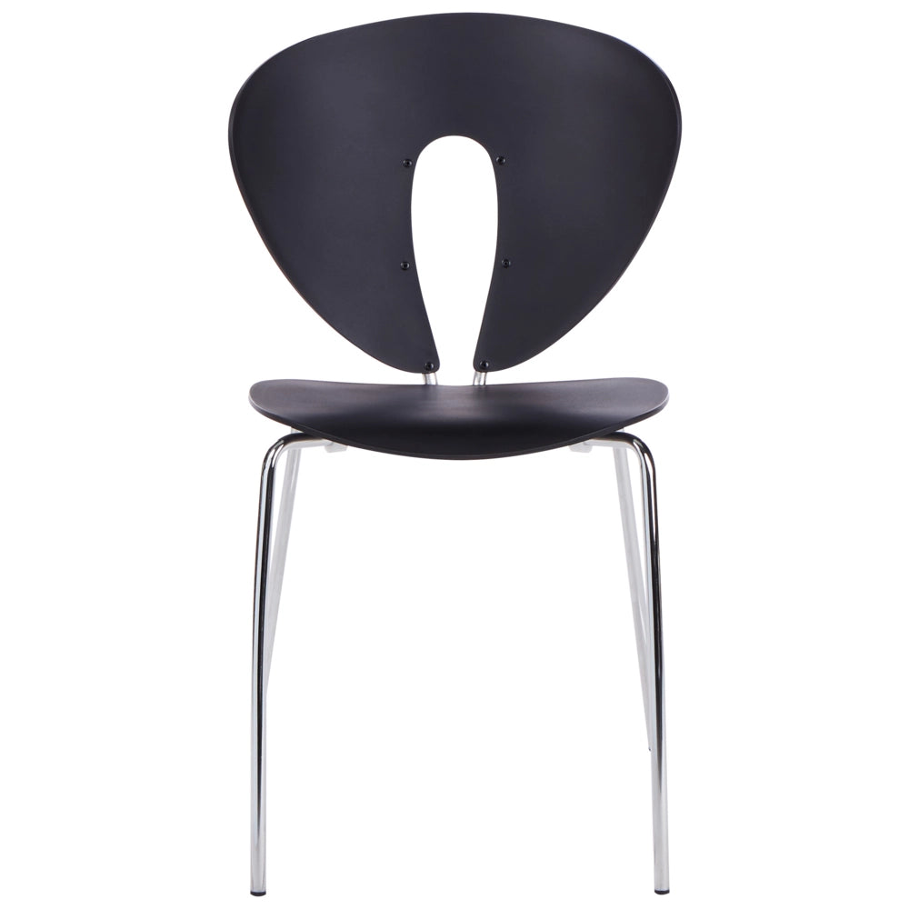 Set di 2 sedie da pranzo impilabili con sedile in plastica senza braccioli nero stile moderno