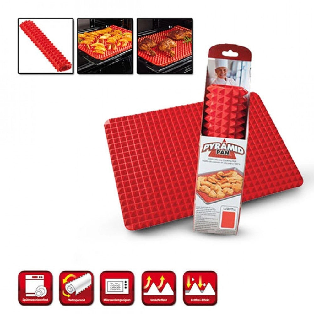 Trade Shop - Pyramid Pan Tappeto In Silicone Forno Microonde Antiaderente Teglia Scola Grassi -