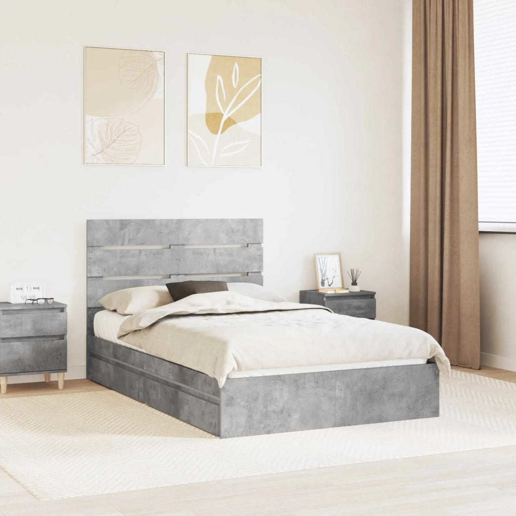 Letto con Contenitore con testiera Grigio cemento 135 x 190 cm 3411905