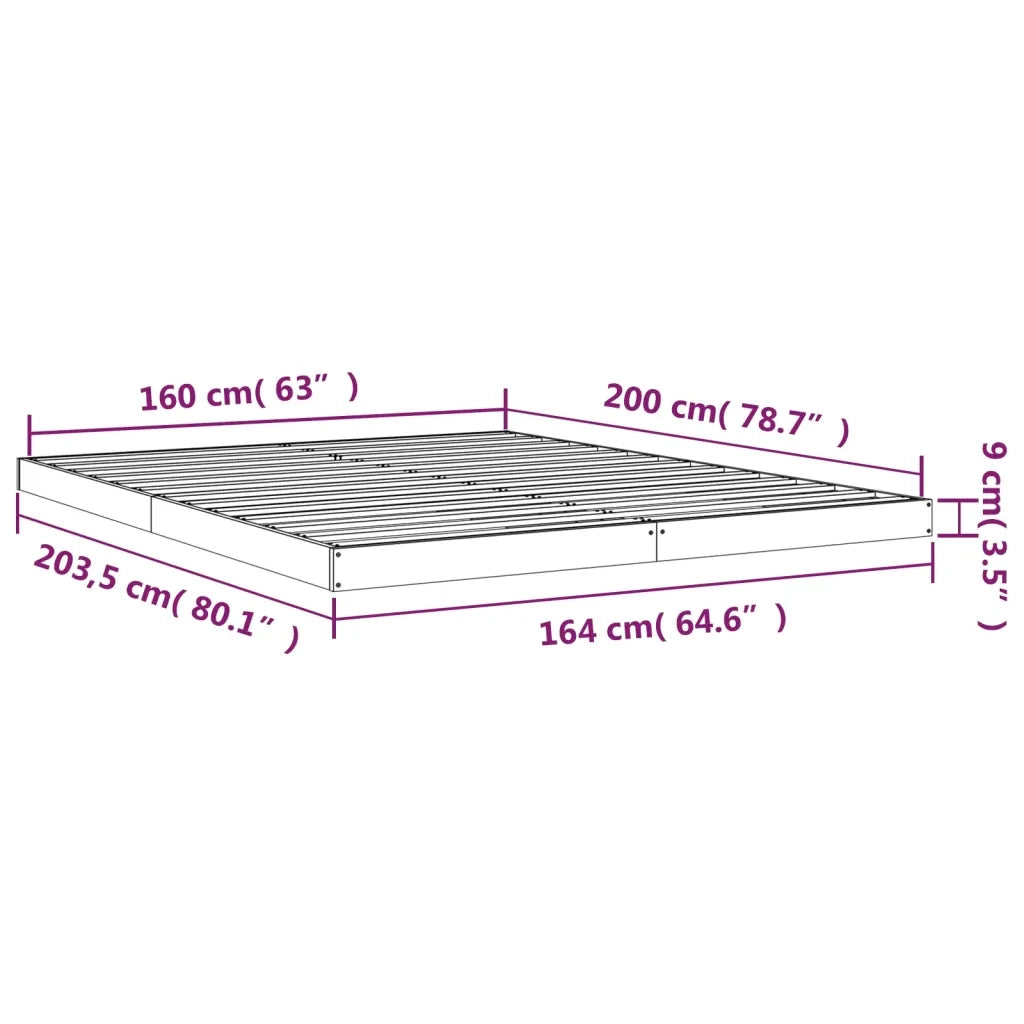 Giroletto senza Materasso Bianco 160x200 cm Legno Massello Pino 823435