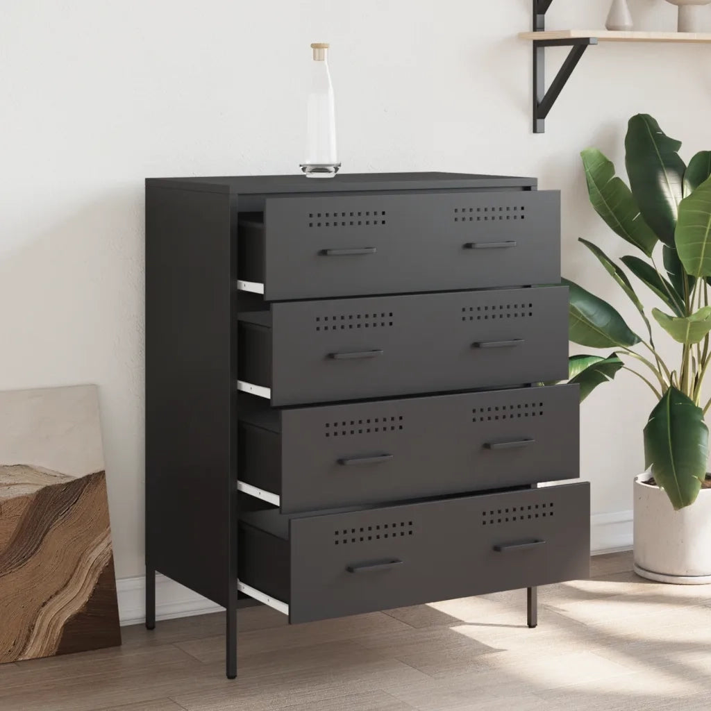 vidaXL Credenza Nera 68x39x89 cm in Acciaio