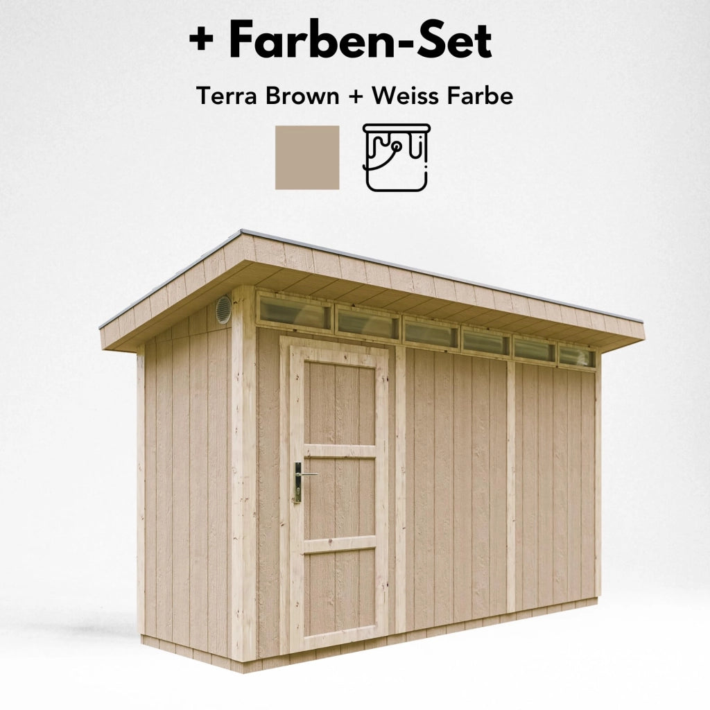 Casetta da Giardino di QUALIT? PREMIUM 4,3m?²-L161xW411cm - TIMBELA M902-TERRA BROWN