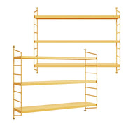 Set di 2 Scaffali da Parete Strängnäs a 3 Ripiani Regolabili  50 x 60 x 15 cm Acciaio Giallo [en.casa]