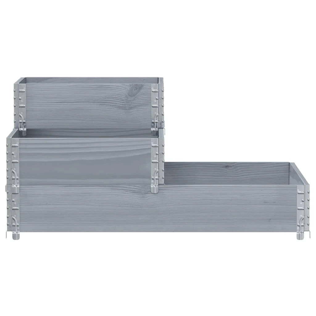 Aiuola rialzata/fioriera per piante fiori patio giardino 3 livelli 120 x 80 cm legno di pino massiccio grigio 02_0039885