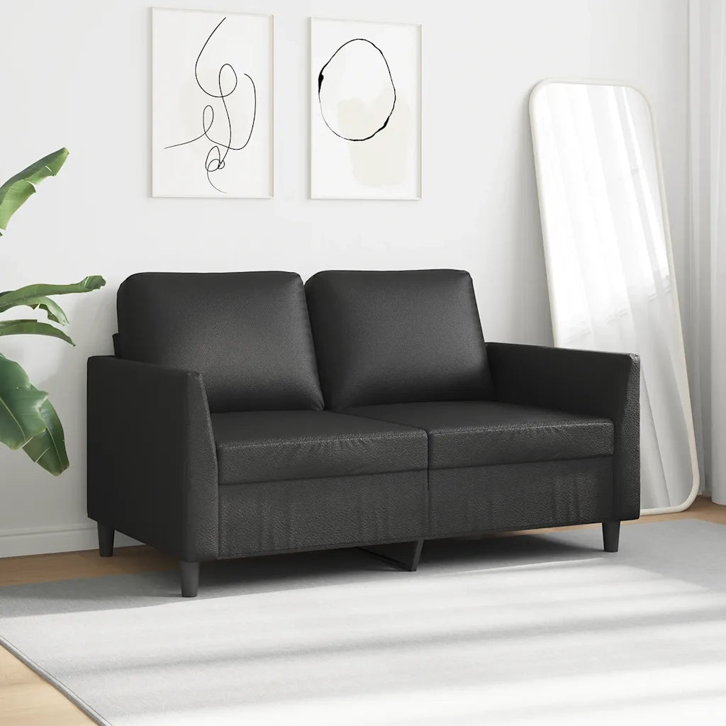 Divano a 2 Posti Nero 120 cm in Similpelle
