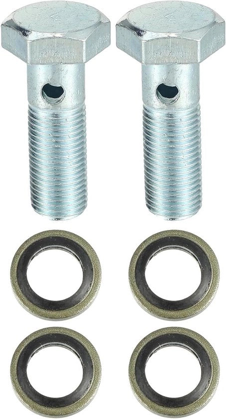 Set di 2 adattatori di vite M10 x 1.0 universali per banjo per il sistema di frenatura.