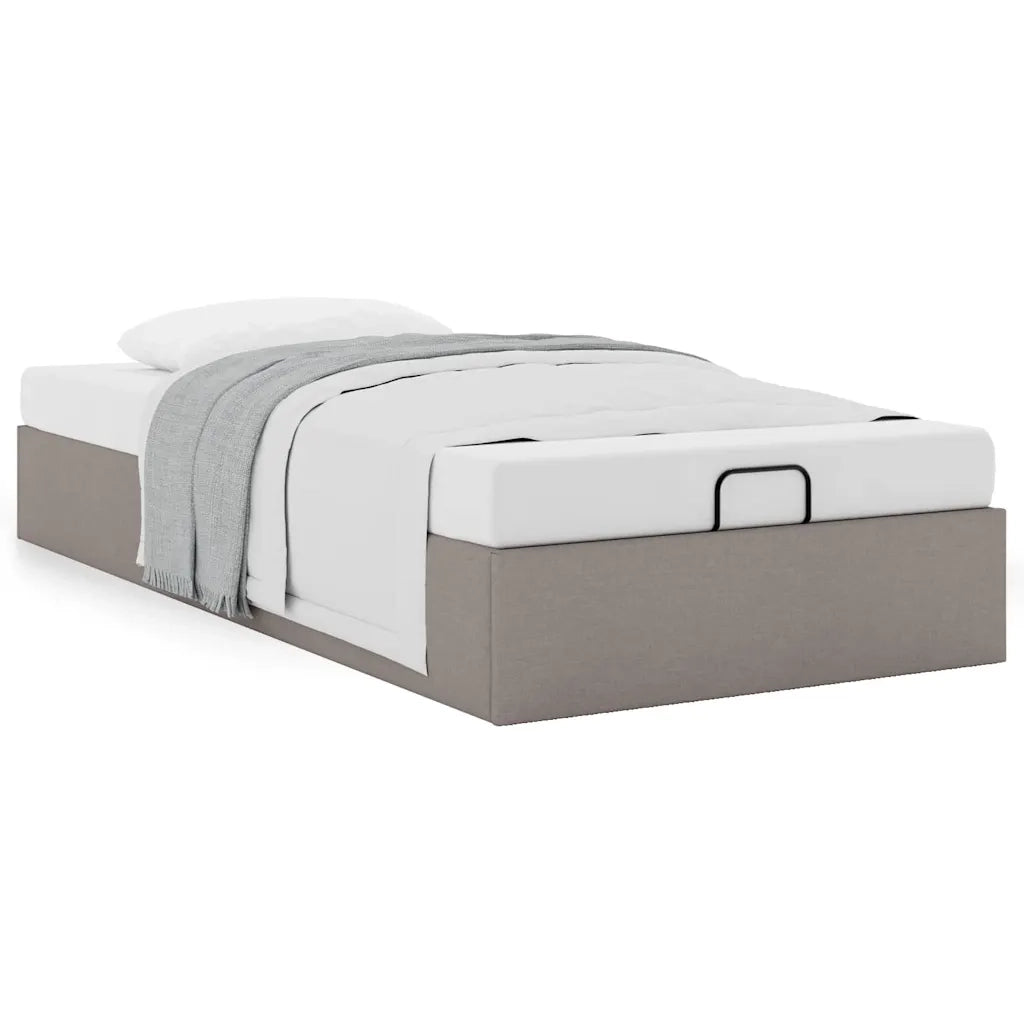 Struttura Letto Pouf senza Materasso Tortora 90x190 cm Tessuto 3310844
