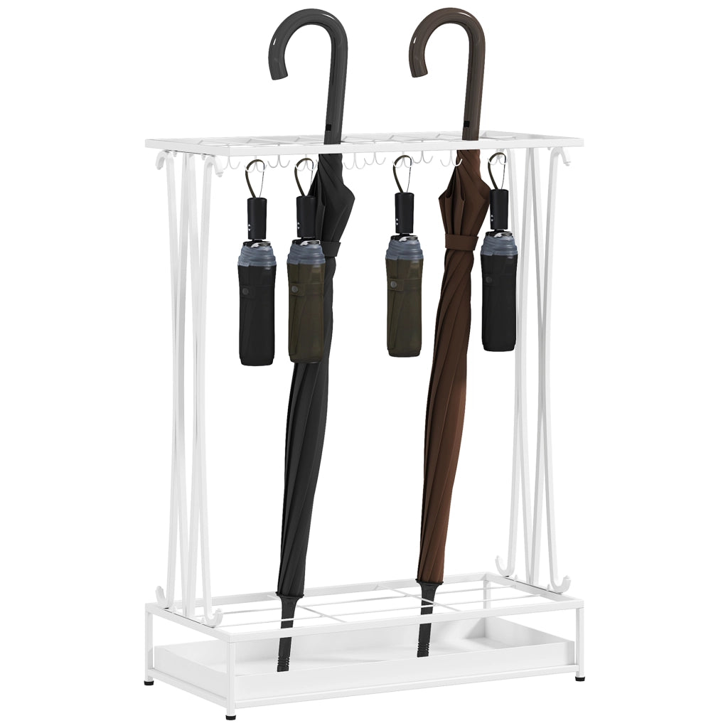 Portaombrelli Moderno ¨C Xylo ¨C Acciaio Bianco 21 Scomparti 24 Ganci 50x24x68cm