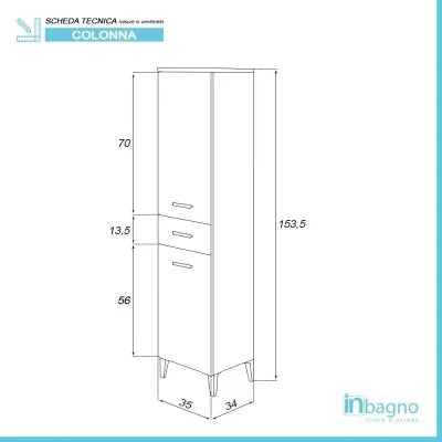 Colonna bagno d'appoggio H 153,5 cm grigio con 2 ante e cassetto Desya