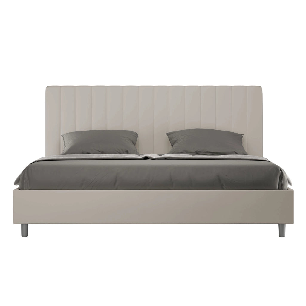 BS COM Letto matrimoniale king size con rete imbottito 180x210 similpelle tortora