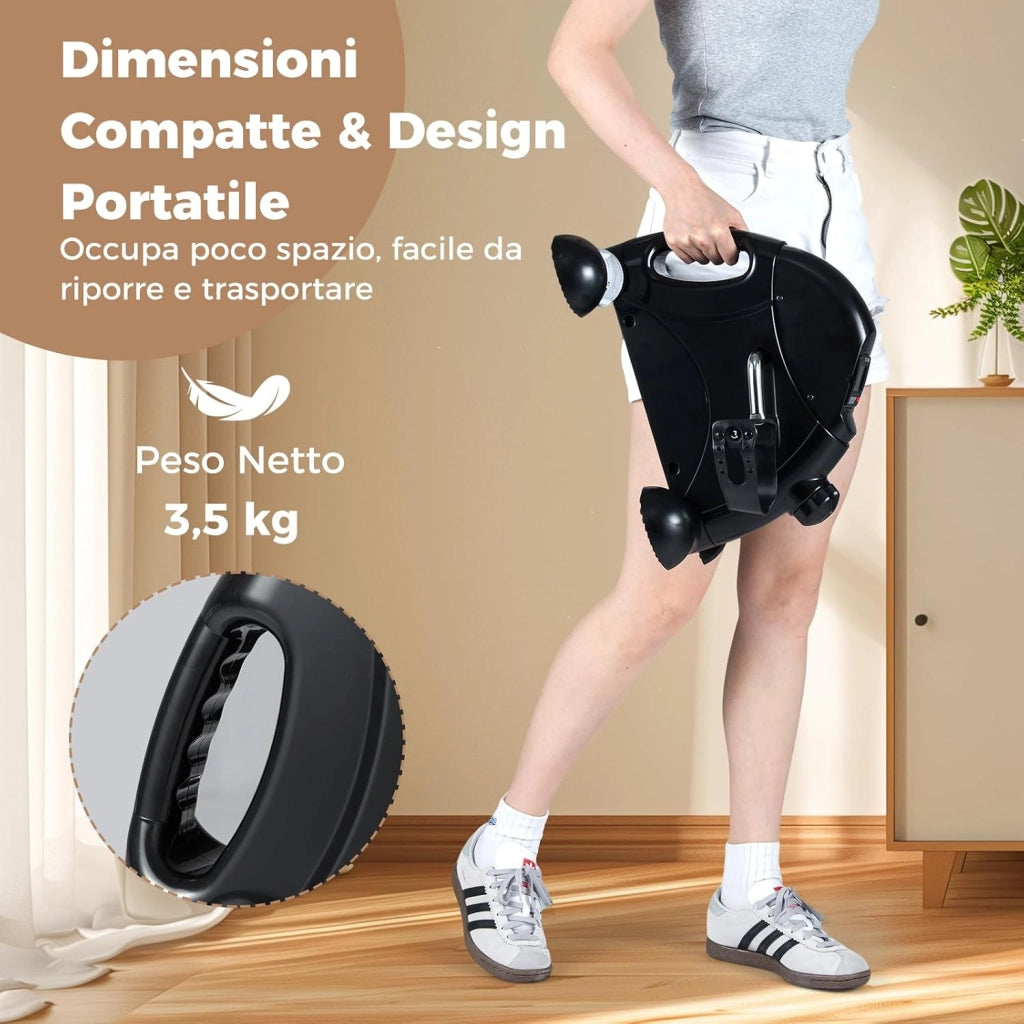 Mini Cyclette, Macchina Portatile per Pedaliere Braccia e Gambe con Display LCD, Cyclette sotto Scrivania da Interno per Allenamento, Portata 100 kg