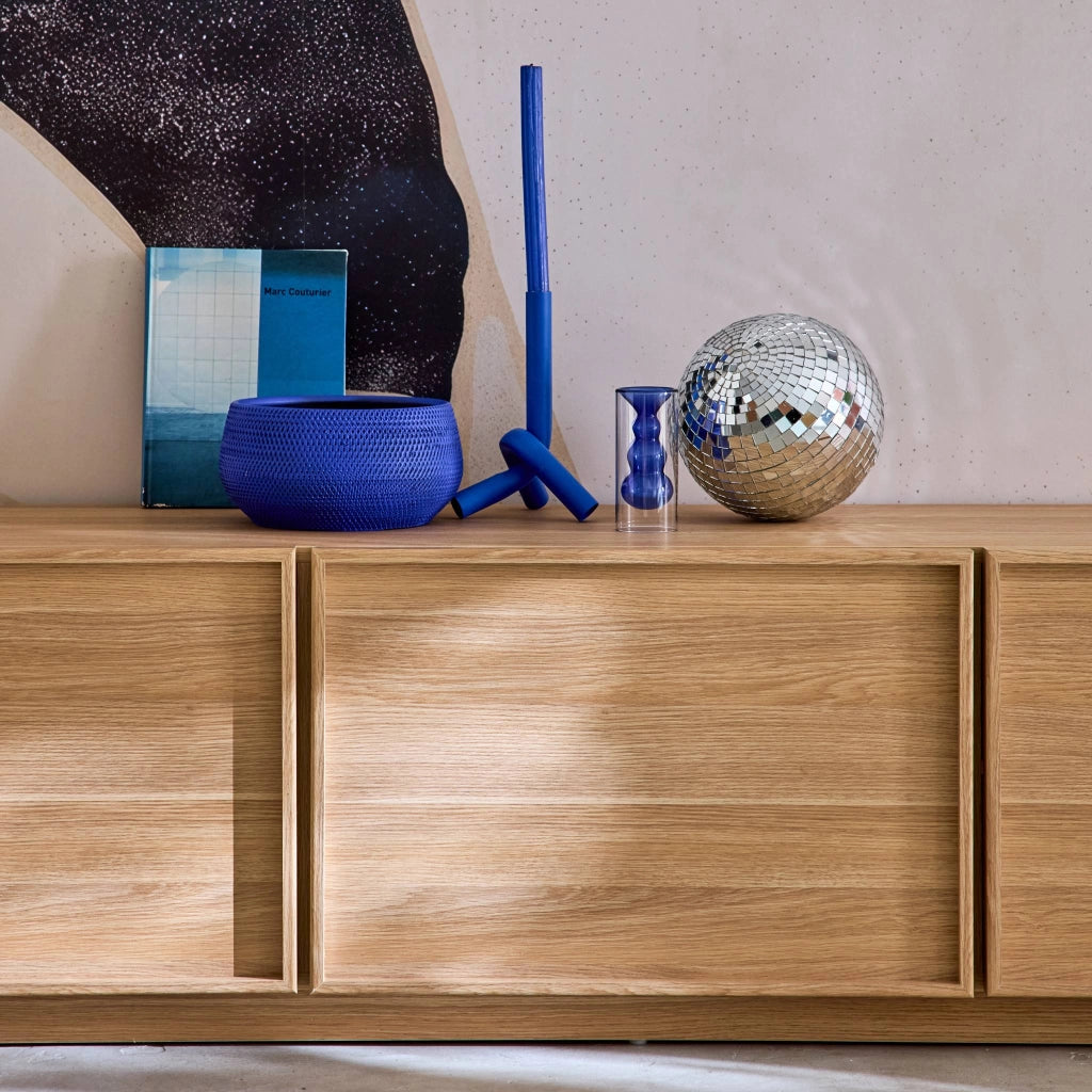 Mobile tv decorativo in legno 3 ante 180cm, marrone naturale