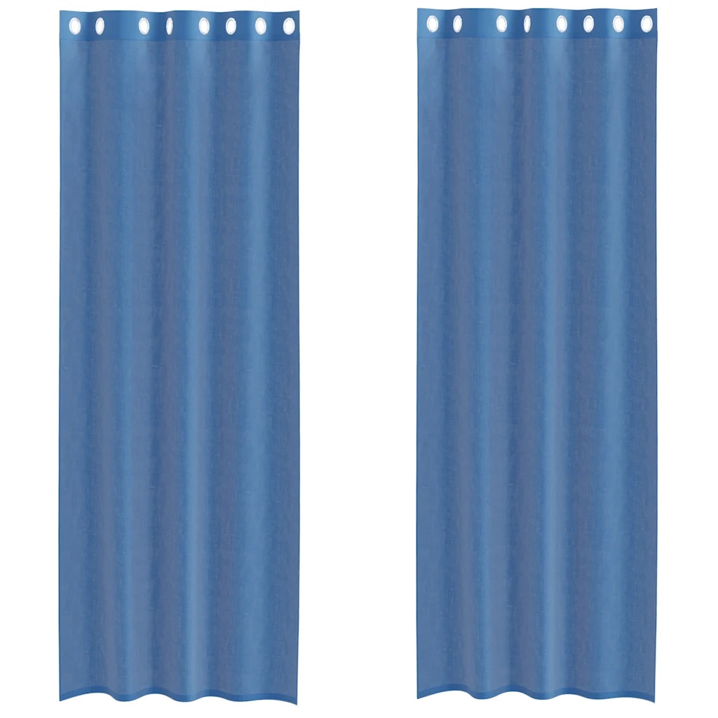 vidaXL Tende in Voile con Occhielli 2 pz Blu Reale