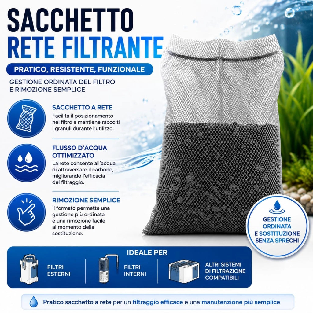 Carbone Attivo per Acquario Acqua Dolce e Salata Filtro 150g/300g/500g 300 g