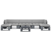 Set di Divani su Pallet 6 pz e Cuscini in Pino Impregnato Grigio cod mxl 48036
