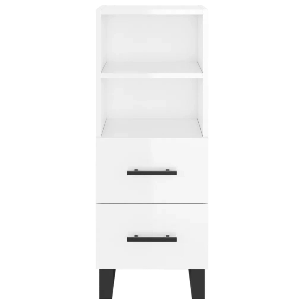 Credenza Bianco Lucido 34,5x34x90 cm in Legno Multistrato 828694