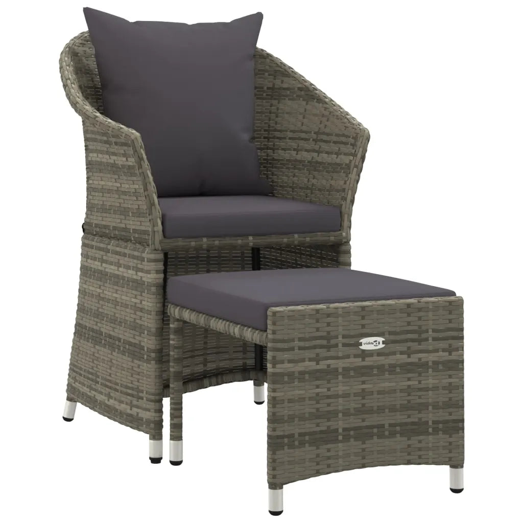 Set di Divani da Giardino 2 pz | Set Salotto da Giardino con Cuscini in Polyrattan Grigio