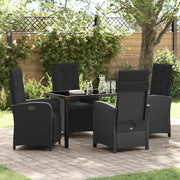 Set da Pranzo per Giardino con cuscino 5 pcs Nero polyrattan 3380311