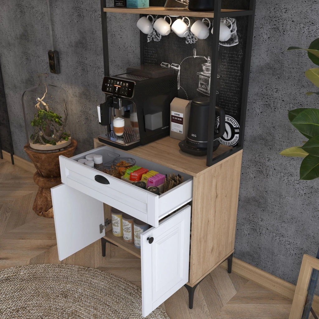 Madia Nemoli, Credenza un Cassetto, 70x40x186h cm Bianco Rovere