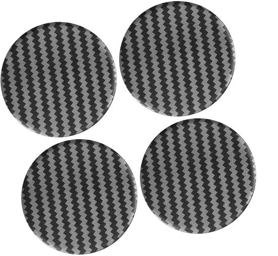 Autowieldoppen 45 mm - Naafdoppen in Koolstofvezel Patroon - Zelfklevend - In Lega di Alluminio di Alta Qualità - Forma senza Solco