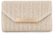 Tas da notte in stoffa strettamente tessuto – Tas da notte in raffia-rotan per avventura, matrimoni, vacanze, viaggi e feste, beige