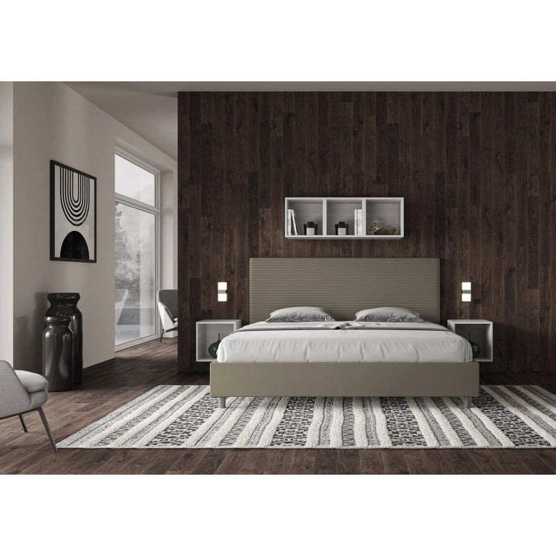 Letto imbottito Matrimoniale 180x200 cm Focus - Similpelle,Cappuccino,Con rete
