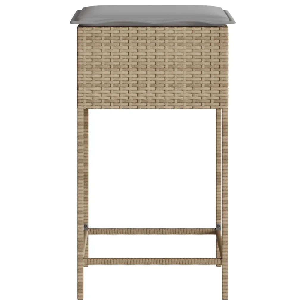 Sgabelli da Bar con Cuscini 2 pz Beige in Polyrattan 368320