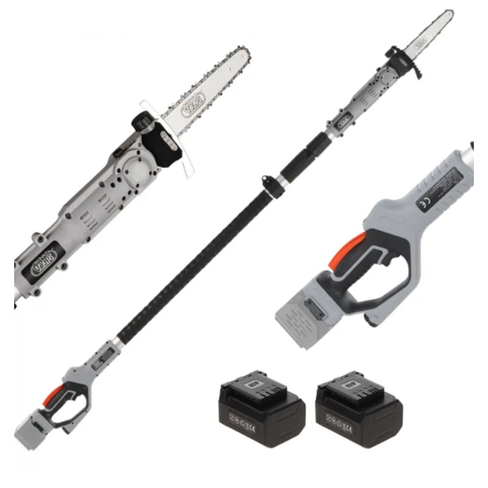 POTATORE MOTOSEGA 8" A BATTERIA TELESCOPICO 1,7-2,5m 2 BATTERIE 21,6V 4Ah VOLPI