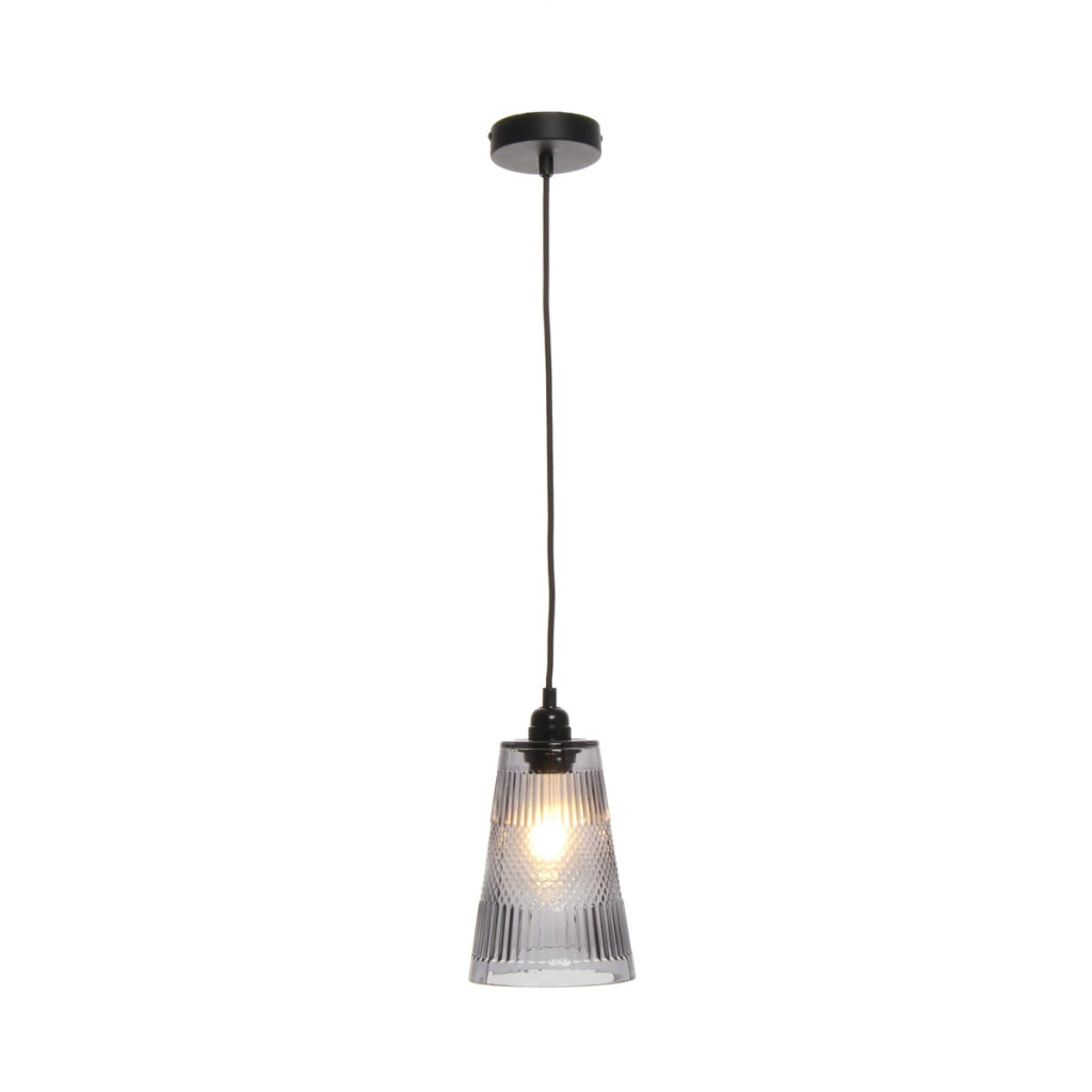 Lampada a sospensione Palum in vetro grigio