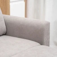 Divano Letto 3 Posti con Chaise Longue Contenitore in Tessuto, 217x134x85cm, Grigio