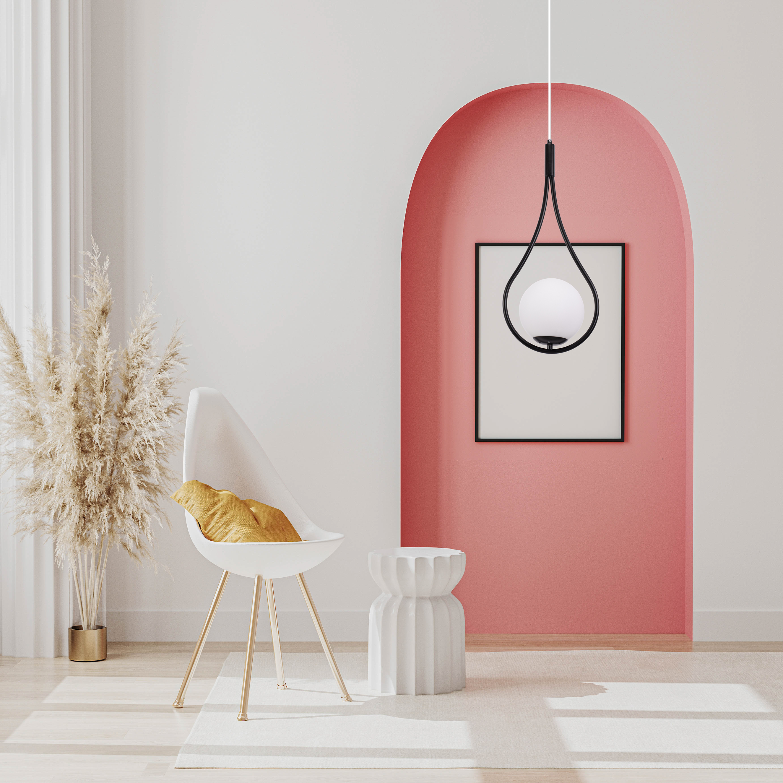 Lampada A Sospensione A Sfera In Vetro G111-1w Nero E27