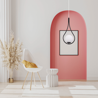 Lampada A Sospensione A Sfera In Vetro G111-1w Nero E27